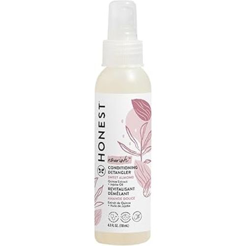 The Honest Company Conditioning Hair Detangler Leave-in Conditioner and Fortifying Spray, Tear Free, Cruelty-Free, Hypoallergenic, Almond Nourishing, 4 fl oz