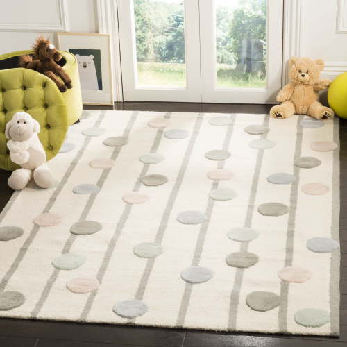 SAFAVIEH Kids Confetti Wool Area Rug, Ivory/Multi, 6' x 9'