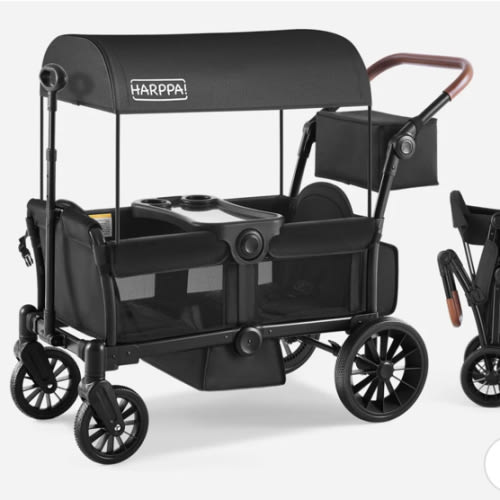HARPPA Rori | All-Terrain Wagon Stroller for 2 with Canopy – Foldable 2-Seat Wagon for Beach, Park & Camping Adventures