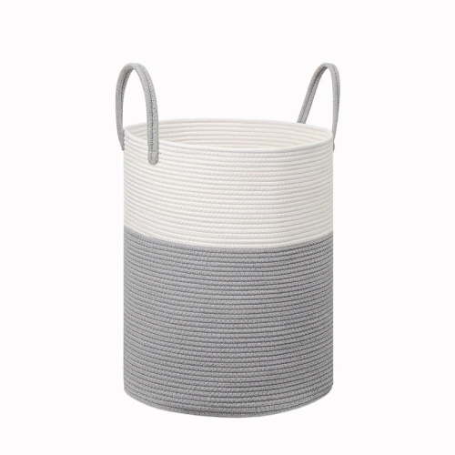Naler Cotton Rope Storage Baskets, 15" x 20" Woven Nursery Hamper, Light Grey