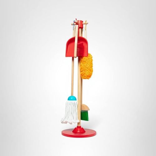 Melissa & Doug Dust Sweep Mop, 6-Pc. Toddler Cleaning Set with Kids Broom & Accessories, Preschool Learning Activities & Kids Toys for Girls & Boys 3+