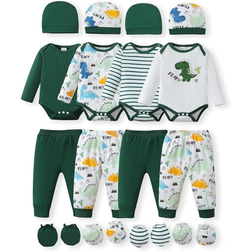 NZRVAWS Newborn Baby Boy Girl Clothes Unisex Preemie Infant Must Have Pants Set Outfits 0-18 Months 20 Pcs Essentials Gift