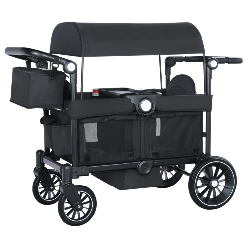 Collapsible Wagon Stroller for 2 Toddlers with Adjustable Canopy,44 Pounds Black