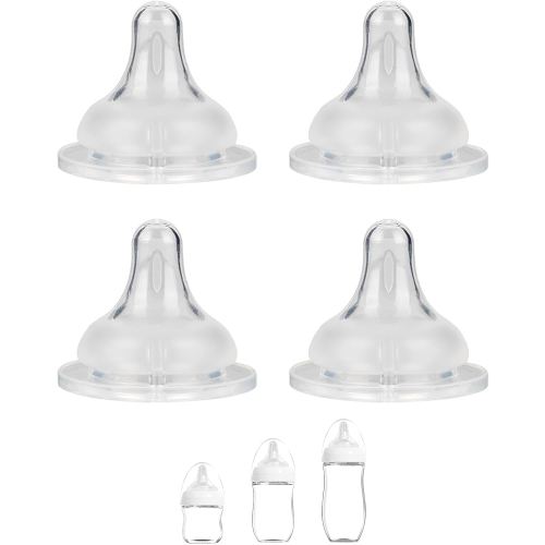 Silicone Nipple for Gulicola Natural Glass Bottle, Medium Flow Nipple Level 2, 3 m+, 4 Count