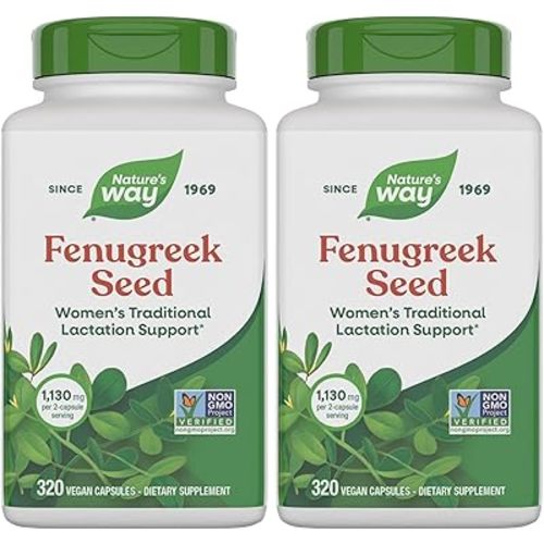 Nature's Way Fenugreek Seed Supplement,Fenugreek for Traditional Breastfeeding Lactation Support*,Non-GMO Project Verified,Vegan,320 Capsules (Packaging May Vary),(Pack of 2)