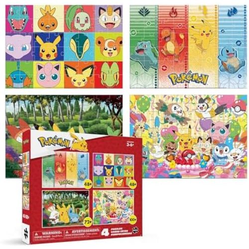 Buffalo Games Pokémon Puzzle, 500 Pieces Each, 4 Pack, 4 Posters, Ages 6-8