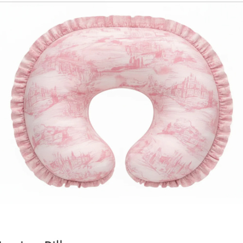 Pink Toile Ruffle Nursing Pillow Cover