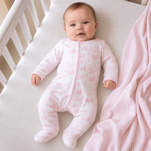 Holiday Toile Footie - Pink
