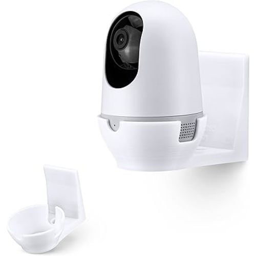 Adhesive Wall Mount for Nooie Cam 360 Baby Monitor Camera Shelf Holder, Easy to Install, No Tools Needed, No Mess, No Drilling, Strong Mount, White by Brainwavz