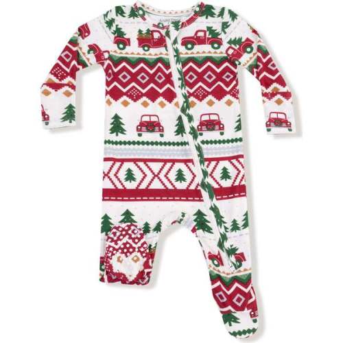 2 Way Zipper Footie, Red Truck Fair Isle - Angel Dear | Maisonette