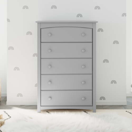Storkcraft Kenton 5 Drawer Nursery Dresser, Pebble Gray