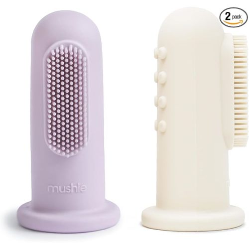 mushie Baby Finger Toothbrush (Soft Lilac/Ivory) 2-Pack