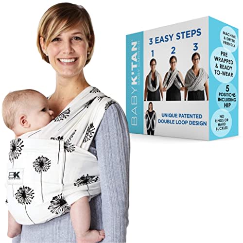 Baby K'tan Baby Carrier Printed Designs Pre-Wrapped, Soft, Slip-On, No Rings, No Buckles | 5 in 1 Baby Sling Gift | The Best Hands Free Infant Wrap| Dandelion | Large