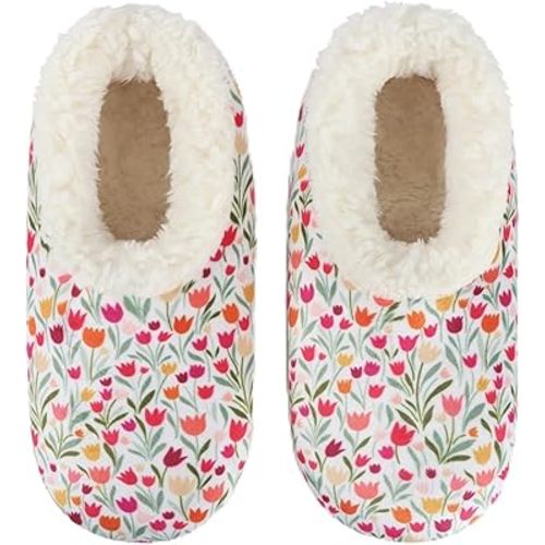 Amazon.com: Snoozies Seaside Garden Cozy Womens Slipper Socks with Grips, Sherpa-Lined Non-Slip House Slippers for Women (Tulips, Medium) : Clothing, Shoes & Jewelry