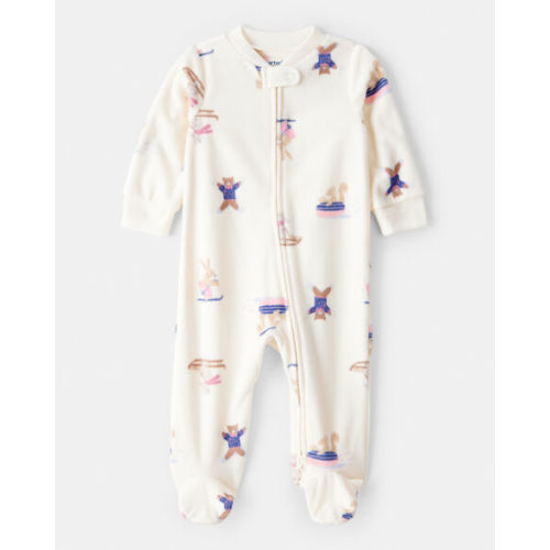 Baby Girl Animal Ski Print Loose Fit Long-Sleeve Sleep & Play Pajamas - Cream - Carter's | Carter's