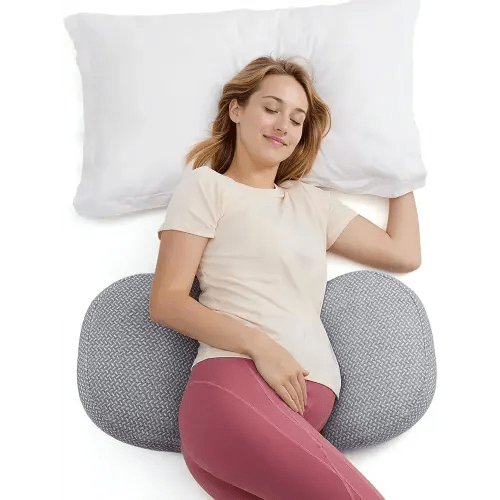 Momcozy Portable Pregnancy Pillow – W Shaped Maternity Support for Side Sleepers, Adjustable Travel Wedge Pillow for Back, Belly, and Hip Relief, Ideal for Pregnant Women, Deep Grey