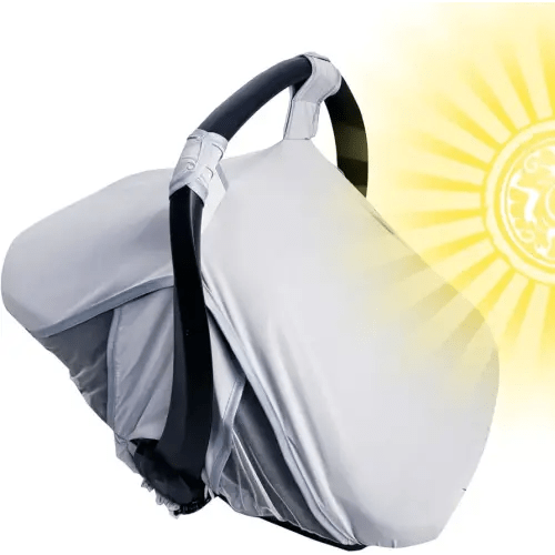 Baby car seat Cover with Mosquito net, 2 in 1 Infant carseat Sun Shade Cover and carseat Mosquito net, Grey