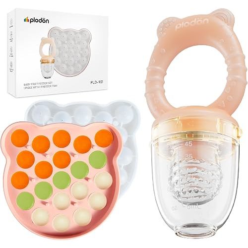 Baby Food Fruit Mesh Feeder and Breastmilk Popsicle Mold Set, Fruit Pacifier for Teething Relief, BPA-Free Freezer Teethers for Infant, Baby 3-6 Months Essentials
