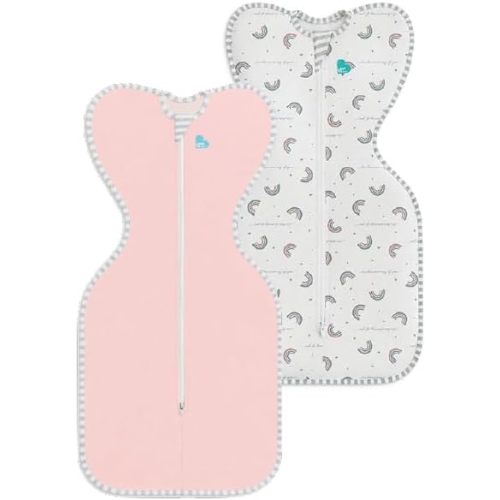 Love to Dream Swaddle UP Original 1.0 TOG Baby Sleep Sack Bundle, Small 8-13 lbs – Dusty Pink & Rainbow Dream, Arms-Up Self-Soothing Swaddles (2-Pack)