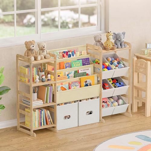 HAVLOTII Toy Storage and Kids Bookshelf - Montessori Shelf for Playroom