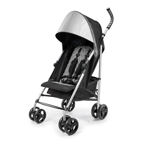 Summer Infant 3Dlite ST Convenience Stroller, Black & Gray - Lightweight Stroller with Steel Frame, Large Seat Area, Multi-Position Recline, Storage Basket - for Travel and More