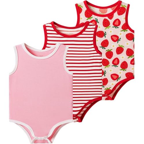 Baby Boy Girl Pajamas Toddler Infant Unisex Sleeveless Sleep Bodysuit Sleepwear Newborn Snap Snug Fit 3-Pack