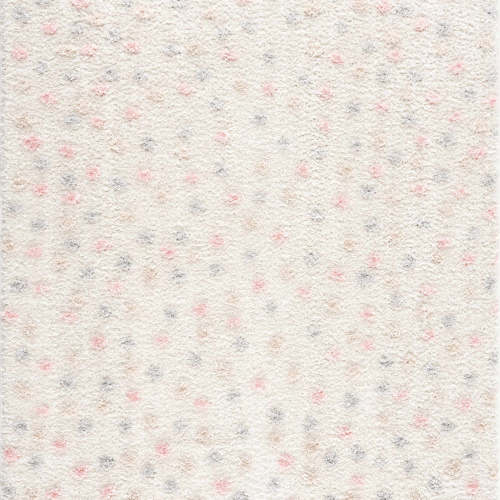 Cansu Pink & Cream Dotted Area Rug | Polka Dot Shag Rug