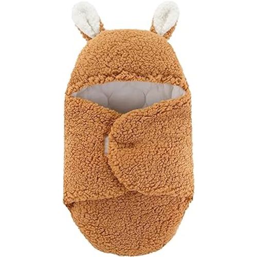 Baby Warm Swaddles Blanket Wrap Soft Winter Newborn Essentials Must Haves Sleep Sack for 0-3 Months(N2 Khaki)