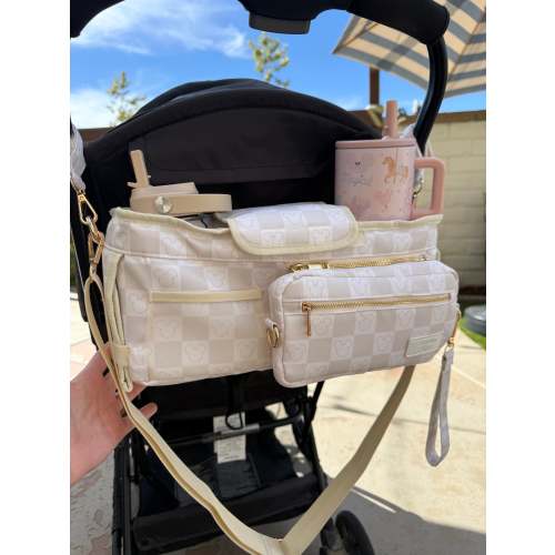Neutral Checker Stroller Caddy