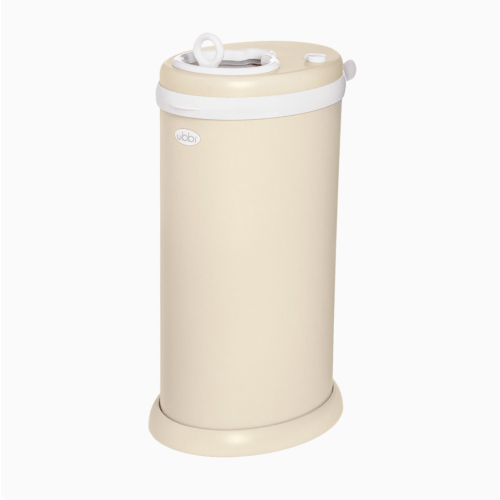 Ubbi Stainless Steel Diaper Pail, No Special Bags, Odor-Locking, Ivory | Award-Winning Registry Must-Have, Childproof Safety Lid with Lock, Holds Up To 55 Newborn Diapers, Modern Nursery Essential