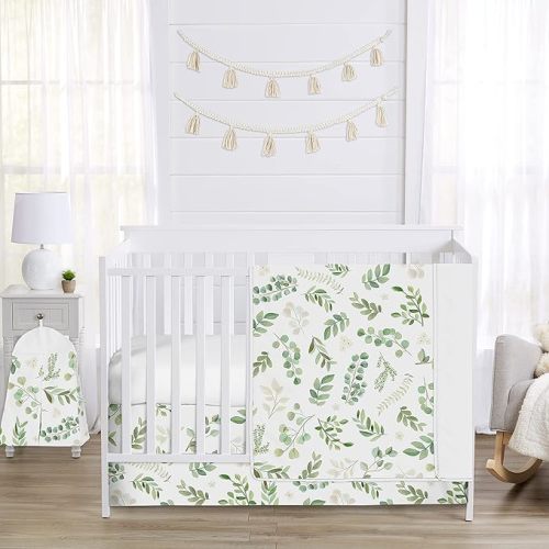 Sweet Jojo Designs Floral Leaf Nursery Crib Bedding Set - 4 Pieces - Botanical Garden