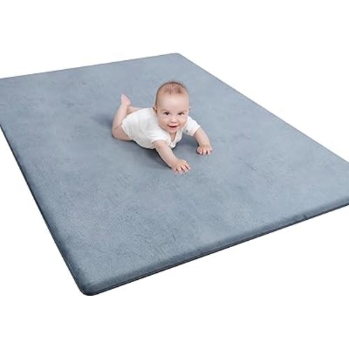 Baby Play Mat for Floor - 1.3” Thick Memory Foam, 59" x 79" Large Crawling Mat for Infant & Toddler, Soft Non-Toxic Crawling Mat, Easy to Clean, Non-Slip Reversible Design - (Dark Gray)