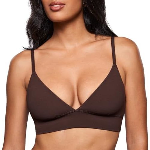 INLYRIC Women's Inbarely Outwear Longline Triangle Bralette Plunge Unlined No Underwire Yoga Sports Bra Crop Tank Top
