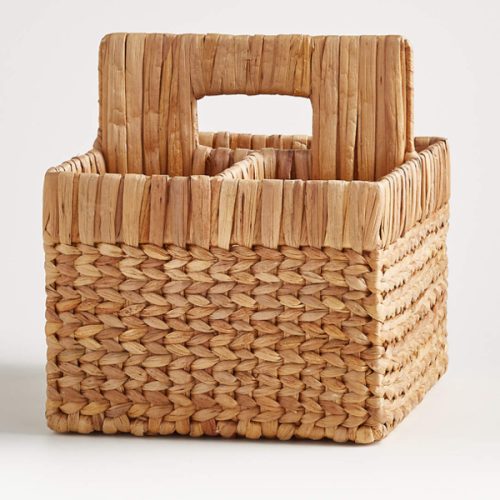 Wonderful Wicker Natural Woven 3-Compartment Diaper Caddy with Handles