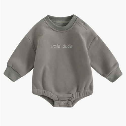 VISGOGO Newborn Infant Baby Boy Girls Oversized Romper Little Dude Sweater Onesie Coming Home Outfit Neutral Clothes