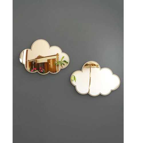 Cloud Shaped Kids Room Wall Mirror - Set of 2– Decorative Acrylic Mirror, Safe & Unbreakable, Nursery Wall Decor, 28x21 cm (11x8.2 in)