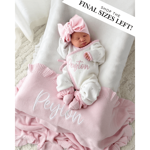 Personalised Pink Scallop Kimono Baby Announcement Romper | Penny and Co – Penny and Co Collections