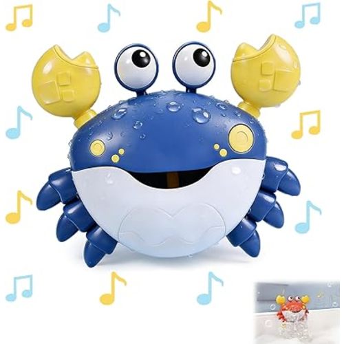 Crab Bubble Bath Maker for The Bathtub, Automatic Bath Toy Blows Bubbles & Plays Children’s Songs, Bathtub Toys As Birthday Gift for Boys Girls (Blue)