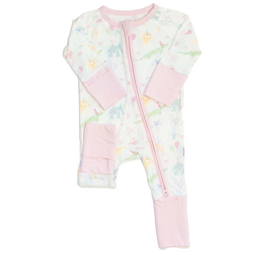 Uptown Baby Birthday Zoo Long Sleeve Bamboo Zipper Romper – zukababy