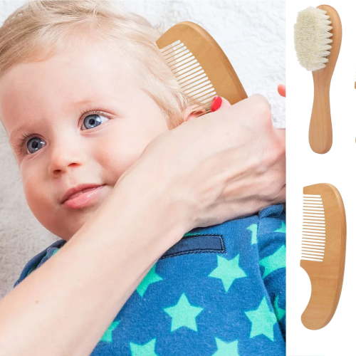 2 Pack Baby Hair Brush and Comb Set Natural Wooden Grooming Kit Gentle Cradle Cap Care Soft Scalp Massage - Walmart.ca