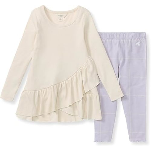 Burt's Bees Baby Baby Girls Top and Pant Set, Tunic and Leggings Bundle, 100% Organic Cotton