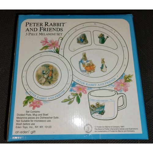 Eden Vintage Beatrix Potter Peter Rabbit and Friends 3 Piece Melamine Dish Set