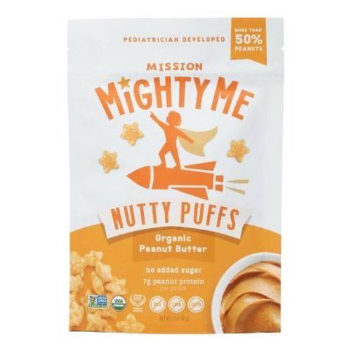 Mission MightyMe Nutty Puffs - Organic Peanut Butter - 1.5oz: Stage 2 Snacks, Non-GMO, No Added Sugar, Ready to Eat