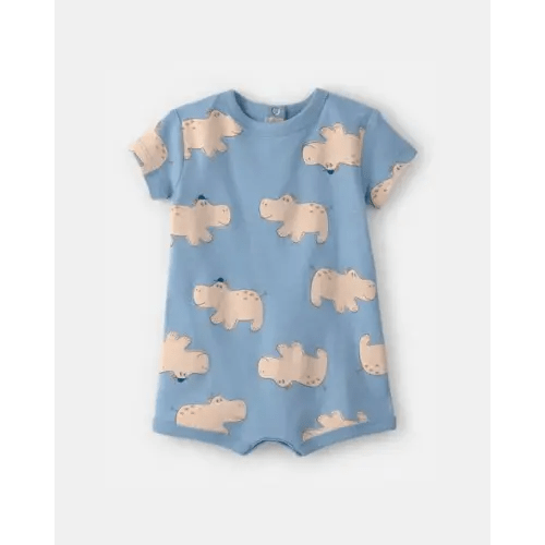 Baby Boy Hippo Short-Sleeve Romper - Blue | Carter's 3M