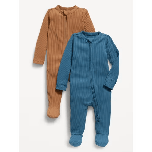 Unisex 2-Way-Zip Sleep & Play Footed One-Piece 2-Pack for Baby