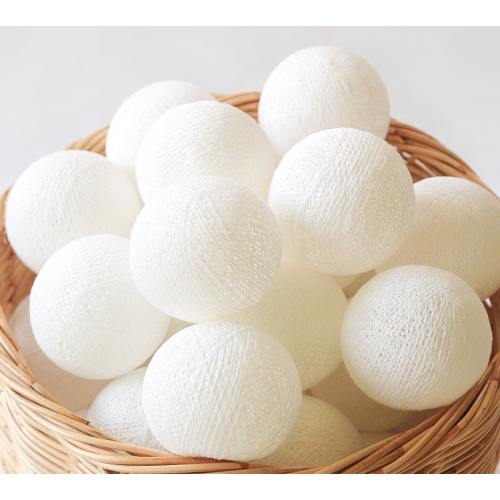 White Cotton Ball String Lights for Bedroom Fairy Lights Teepee Lights Kids House Bed Lights Nursery Decor Baby Shower Birthday Gift Wedding