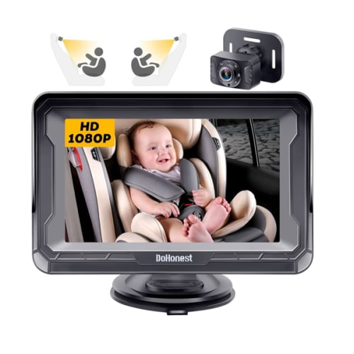 DoHonest Baby Car Camera HD 1080P - Rear-Facing Car Baby Monitor with Night Vision, Adjustable View Angle, Easy Setup, Anti-Glare Display, Safety for Kids & Infants