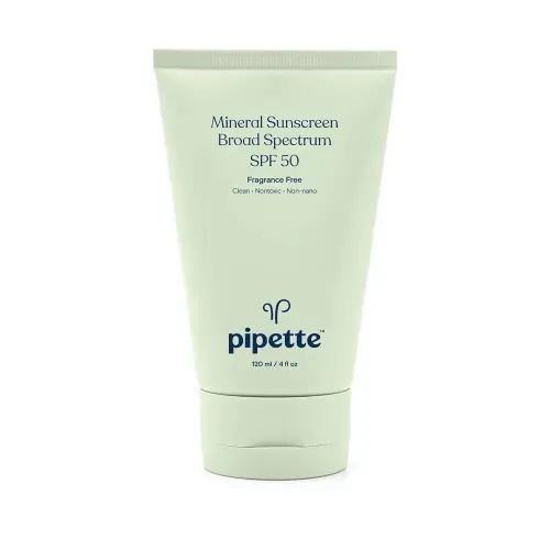 Pipette Mineral Sunscreen - SPF 50 Broad Spectrum Baby Sunblock with Non-Nano Zinc, UVB/UVA Non-Toxic Sun Protection for Kids & Sensitive Skin, 4 fl oz