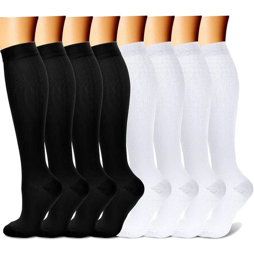 CHARMKING Compression Socks for Women & Men Circulation (8 Pairs) 15-20 mmHg is Best Support for Athletic Running,Hiking