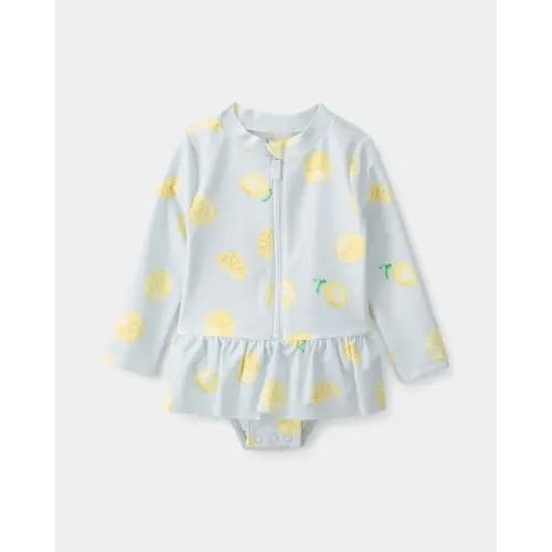 Baby Girl 1-Piece Lemon Rashguard Swimsuit - Blue | Carter's